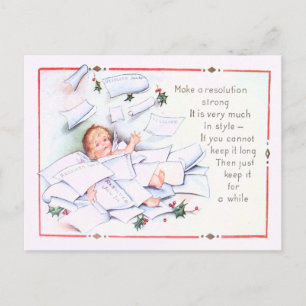 Cartão Postal De Festividades Ano Novo Bebê Anjo Cereço de Natal