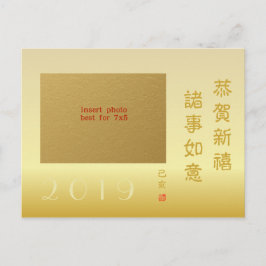 Cartão Postal De Festividades Ano Novo Chinês 2019 do Porco Família Foto 7x5