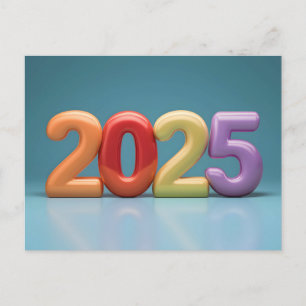 Cartão Postal De Festividades Ano Novo Colorido 2025