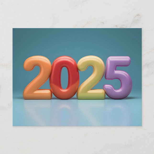 Cartão Postal De Festividades Ano Novo Colorido 2025 (Frente)