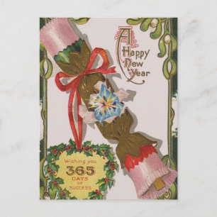 Cartão Postal De Festividades Ano Novo com Bonbon Rosa