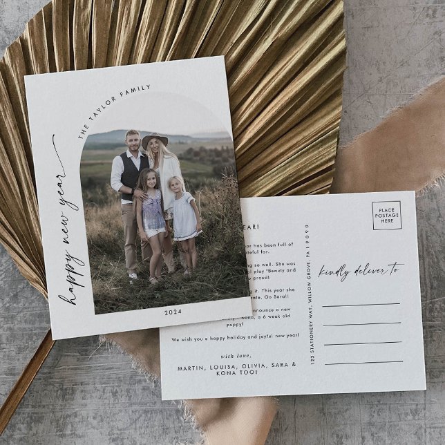 Cartão Postal De Festividades Ano Novo do Arco Moderno do Boho (Criador carregado)