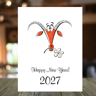 Cartão Postal De Festividades Ano Novo Lunar Chinês Cabra de Fogo 2027 Zodíaco