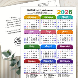 Cartão Postal De Festividades Ano Novo Minimalista da Empresa no Calendário 2026