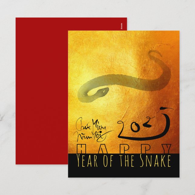 Cartão Postal De Festividades Ano Novo Vietnamita do Cobra original em 2025 (Frente/Verso)