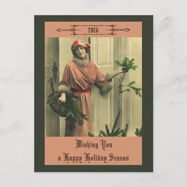 Cartão Postal De Festividades Ano Novo Vitoriano da Hapy (Frente)