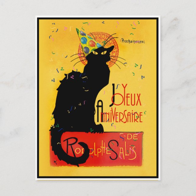 Cartão Postal De Festividades Anos novos do Chat Noir (Frente)