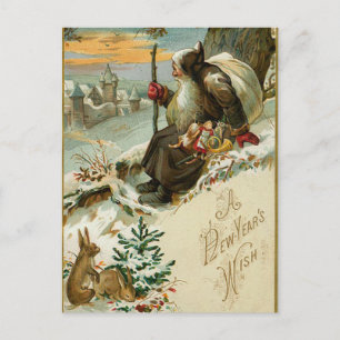 Cartão Postal De Festividades Anos novos Vintage