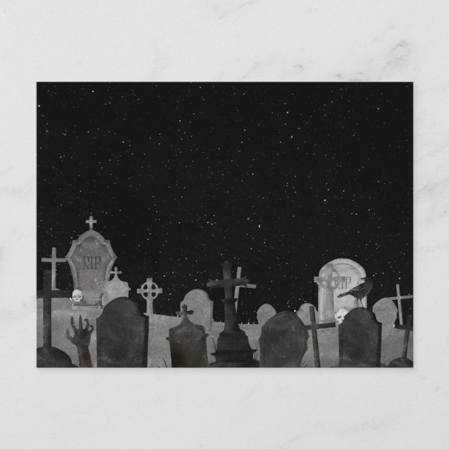 Cartão Postal De Festividades Antecedentes de Spookeen Halloween Graveyard (Frente)