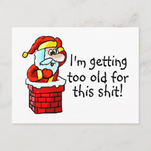 Cartão Postal De Festividades Antigo Papai Noel Cansado