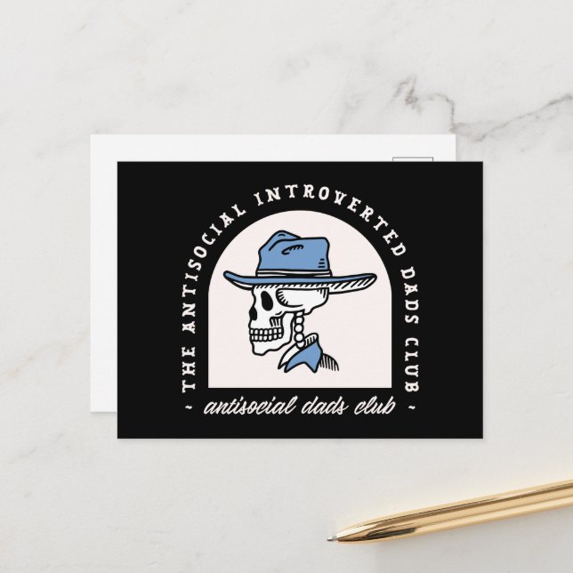 Cartão Postal De Festividades Antissocial introvertido pai cowboy escuro engraça (Frente/Verso In Situ)