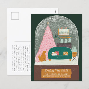 Cartão Postal De Festividades Anunciamento de Decking New Halls Snow Globe em Mo