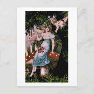 Cartão Postal De Festividades Ao Meu Namorados Vintage De 1914