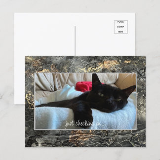 Cartão Postal De Festividades Apenas Fazendo Check-In De Carteira Preto