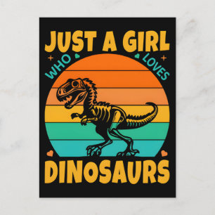 Cartão Postal De Festividades Apenas Uma Garota Retro Ama Dinossauros