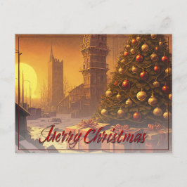 Cartão Postal De Festividades Apocalyptic Christmas Motif, com Presentes