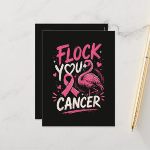 Cartão Postal De Festividades Apoio ao Guerreiro do Câncer de Mama Flamingo Rosa