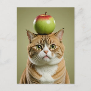 Cartão Postal De Festividades Apple Cat