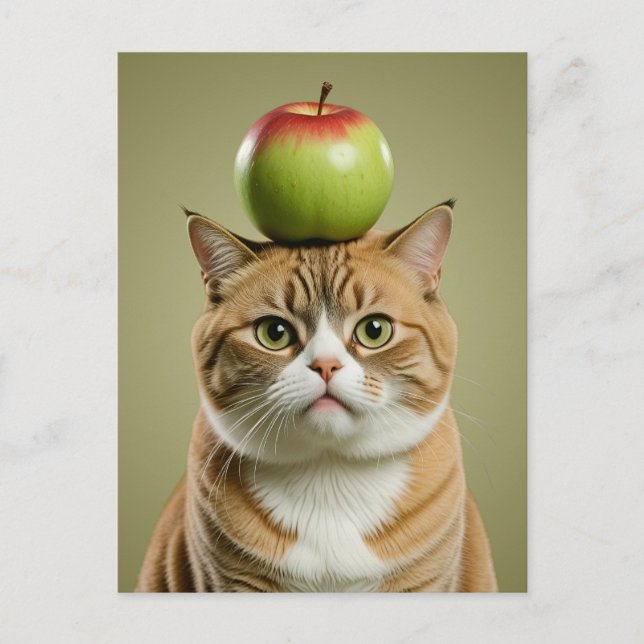Cartão Postal De Festividades Apple Cat (Frente)