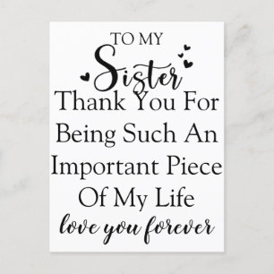 Cartão Postal De Festividades Apreciação Irmã Obrigado Por Estar Em Minha Vida
