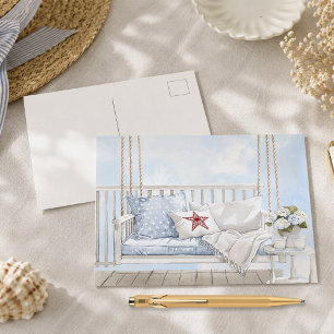Cartão Postal De Festividades Aquarela Clássico Patriótico Balanço de Porão Amer