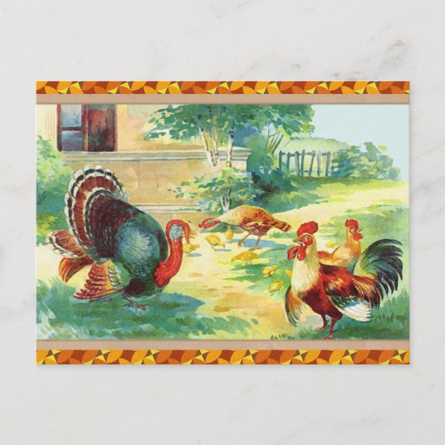 Cartão Postal De Festividades Aquarela de Ação de Graças (Frente)