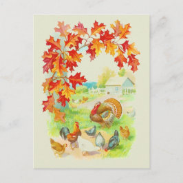 Cartão Postal De Festividades Aquarela de Ação de Graças
