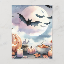 Cartão Postal De Festividades Aquarela de Halloween