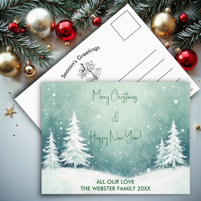 Cartão Postal De Festividades Aquarela Feliz Natal e Feliz ano novo (Criador carregado)