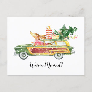 Cartão Postal De Festividades Aquarela Fofa Nós nos Mudamos Natal Feriado