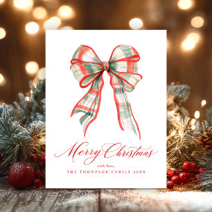 Cartão Postal De Festividades Aquarela Natal Vermelho Verde