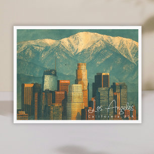 Cartão Postal De Festividades Aquarela Vintage de Los Angeles Califórnia Retrô