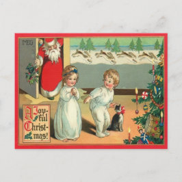 Cartão Postal De Festividades Aquarela Vintage Um Natal Alegre 