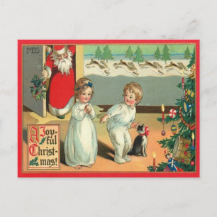 Cartão Postal De Festividades Aquarela Vintage Um Natal Alegre