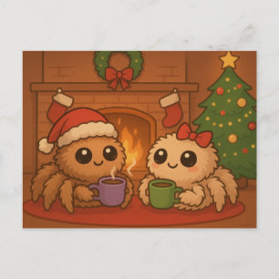 Cartão Postal De Festividades Aranha de Natal Fofa