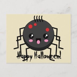 Cartão Postal De Festividades Aranha Kawaii Cute   Adicionar texto próprio