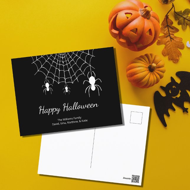 Cartão Postal De Festividades Aranhas Góticas Simples Black White Feliz Dia das  (Criador carregado)