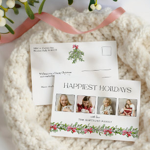 Cartão Postal De Festividades Arco Coquette Mistletoe Happiest Holidays 4 Foto