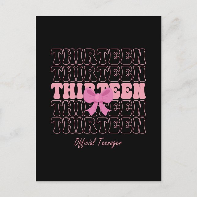 Cartão Postal De Festividades arco de coquete rosa de 13 anos Adolescente oficia (Frente)