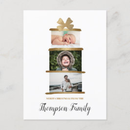 Cartão Postal De Festividades Arco de Presentes com Nome da Família Dourado Nata