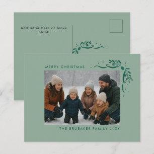Cartão Postal De Festividades Arco Desenhado à Mão Modern Sage Natal Foto