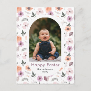 Cartão Postal De Festividades Arco Elegante Floral de Primavera Páscoa Foto da F