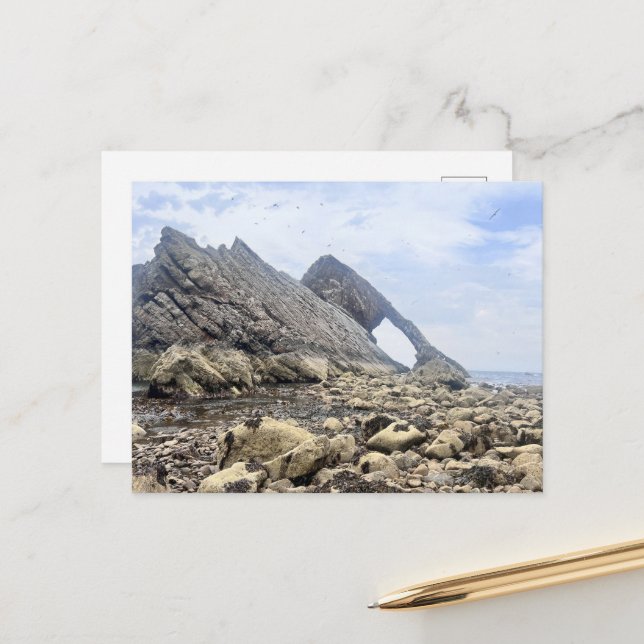 Cartão Postal De Festividades Arco Fiddle Rock Aberdeenshire (Frente/Verso In Situ)