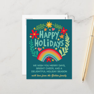 Cartão Postal De Festividades Arco-Íris Cólito Colorido, Escrito à Mão