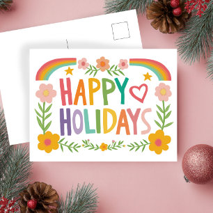 Cartão Postal De Festividades Arco-Íris Cólito Colorido, Escrito à Mão