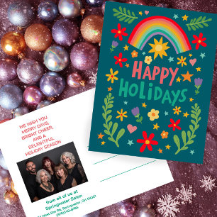 Cartão Postal De Festividades Arco-íris Floral CUSTOM Foto Negócios Cliente