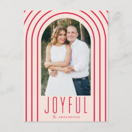Cartão Postal De Festividades Arco Moderno Blush & Foto Vermelha