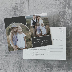 Cartão Postal De Festividades Arco Moderno   Cinza 3 Fotos da Família Notícias d