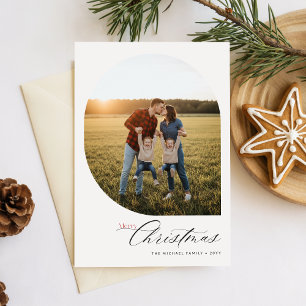 Cartão Postal De Festividades Arco Simples Moderno Feliz Natal Foto da Família