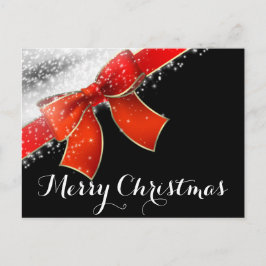 Cartão Postal De Festividades Arco Vermelho e Brilhos Chic Festa de Natal Preto